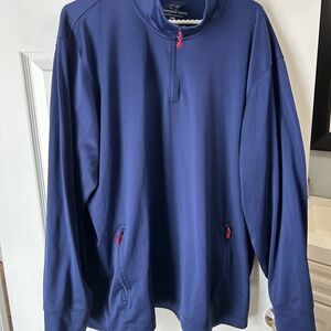 Vineyard Vines Deep Blue Pullover with Red Zipper Accents